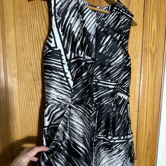 Milly Coco Black and White Patterned Sleeveless Shift Dress ~ 8 - Picture 6 of 12